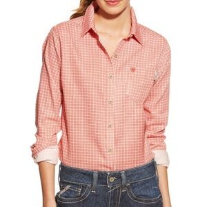 Ariat FR Basin Work Shirt Fire Resistant Long Sleeve Plaid Button Down Large